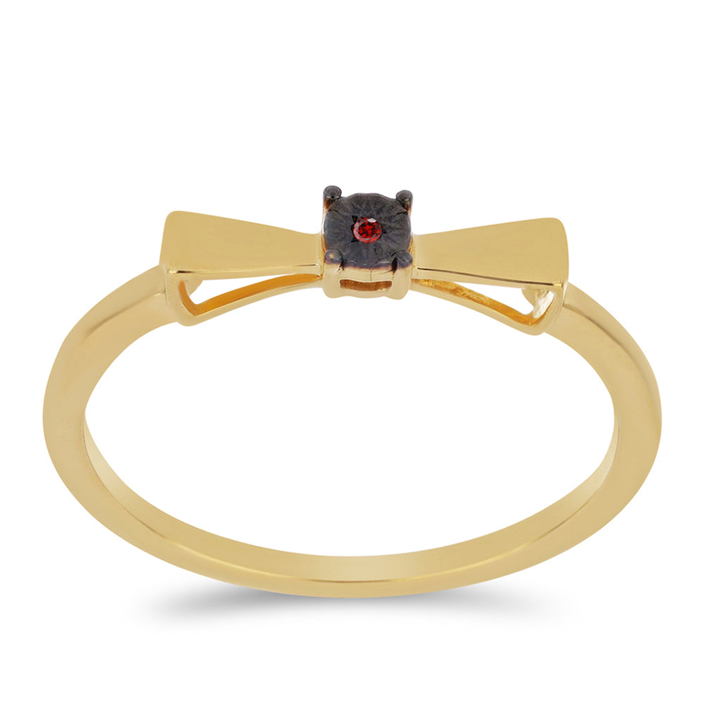 Anillo de Plata Bañada en Oro con Diamante Rojo 3 