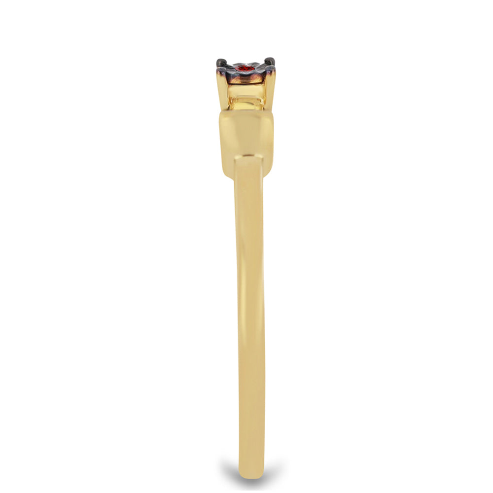Anillo de Plata Bañada en Oro con Diamante Rojo 4 