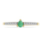 Anillo de Plata Bañada en Oro con Esmeralda de Brasil y Zircón Blanco