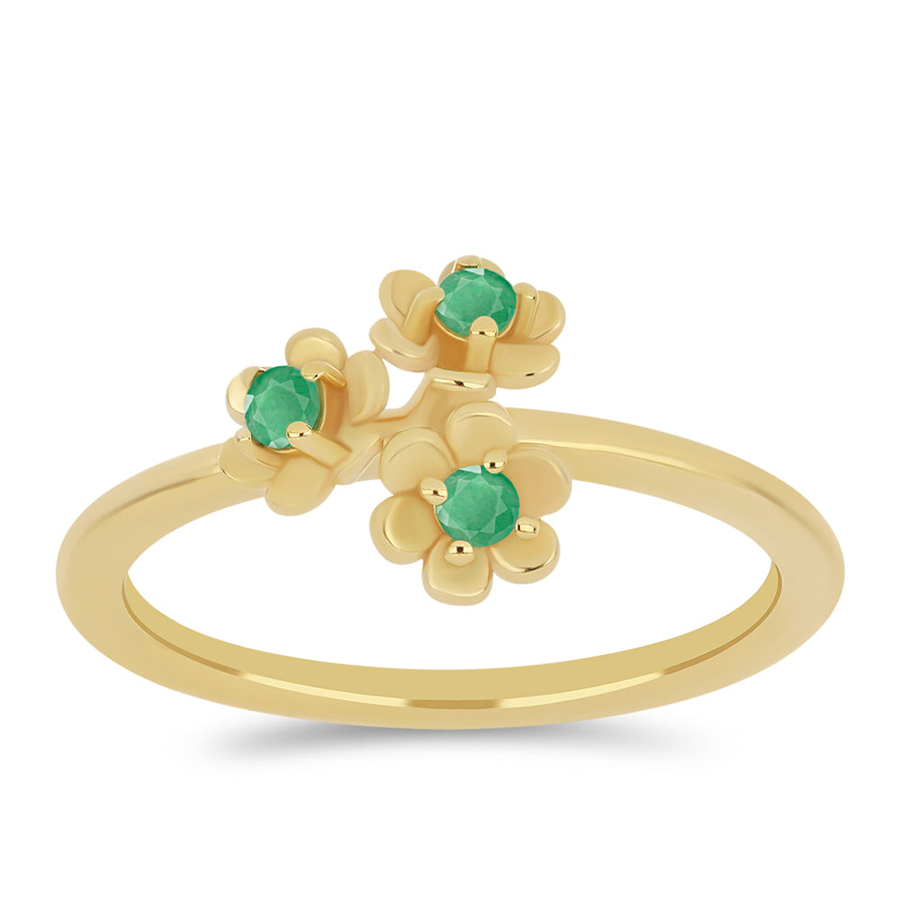 Anillo de Plata Bañada en Oro con Esmeralda de Brasil 3 