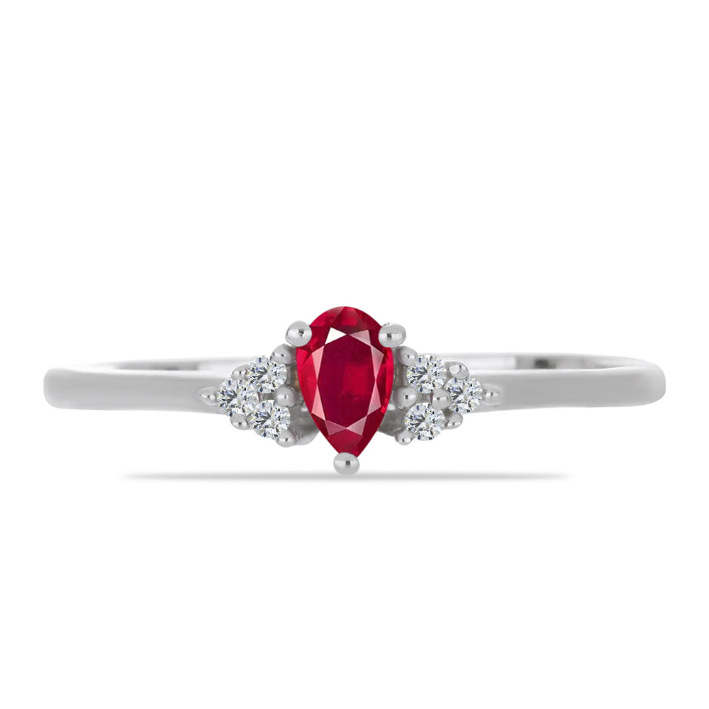 Anillo de Plata con Rubí de Madagascar y Zircón blanco natural 1 