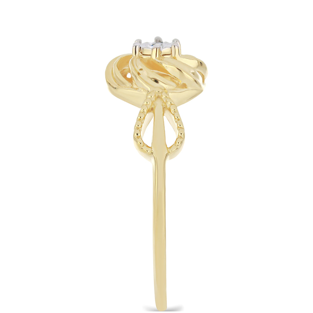 Anillo de Plata Bañada en Oro con Diamante blanco 4 