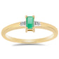 Anillo de Plata Bañada en Oro con Esmeralda de Brasil y Zircón Blanco