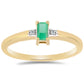 Anillo de Plata Bañada en Oro con Esmeralda de Brasil y Zircón Blanco