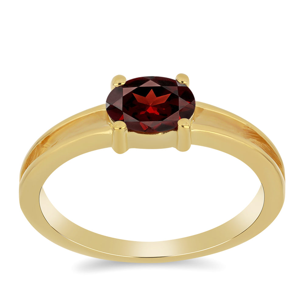 Anillo de Plata Bañada en Oro con Granate Barton 3 
