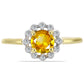 Anillo de Plata Bañada en Oro con Citrino de los Montes Urales y Zircón Blanco