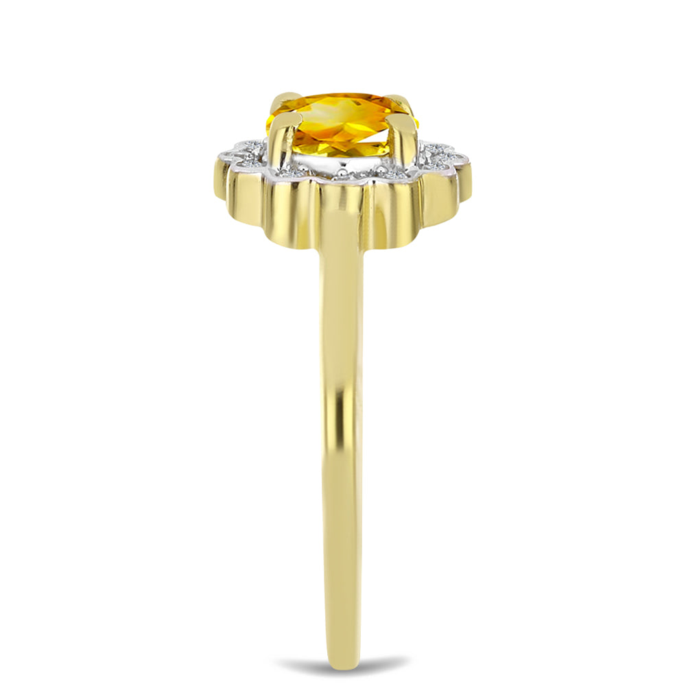 Anillo de Plata Bañada en Oro con Citrino de los Montes Urales y Zircón Blanco 4 