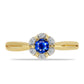 Anillo de Plata Bañada en Oro con Zafiro Azul Australiano y Zircón Blanco
