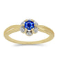 Anillo de Plata Bañada en Oro con Zafiro Azul Australiano y Zircón Blanco