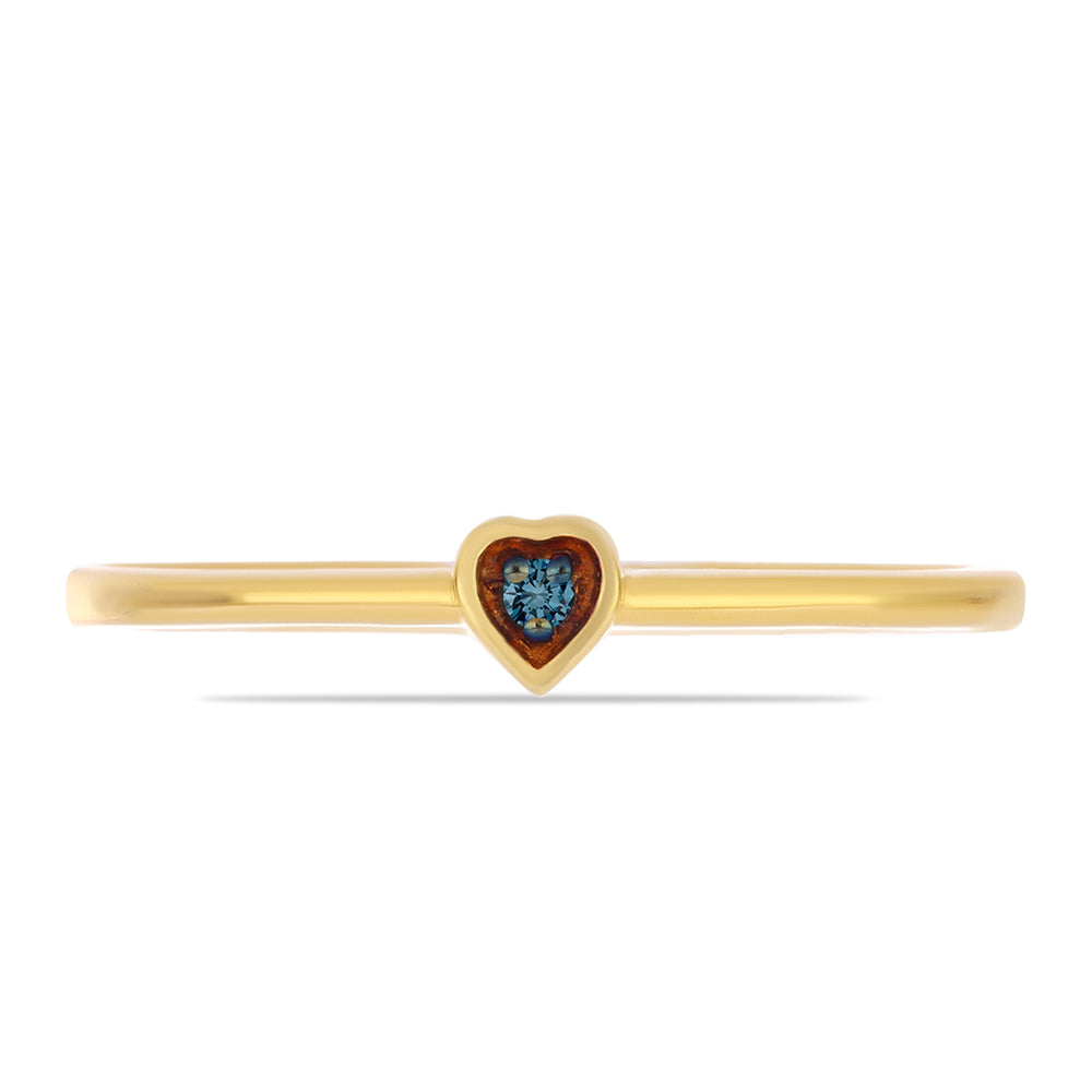 Anillo de Plata Bañada en Oro con Diamante Azul 1 