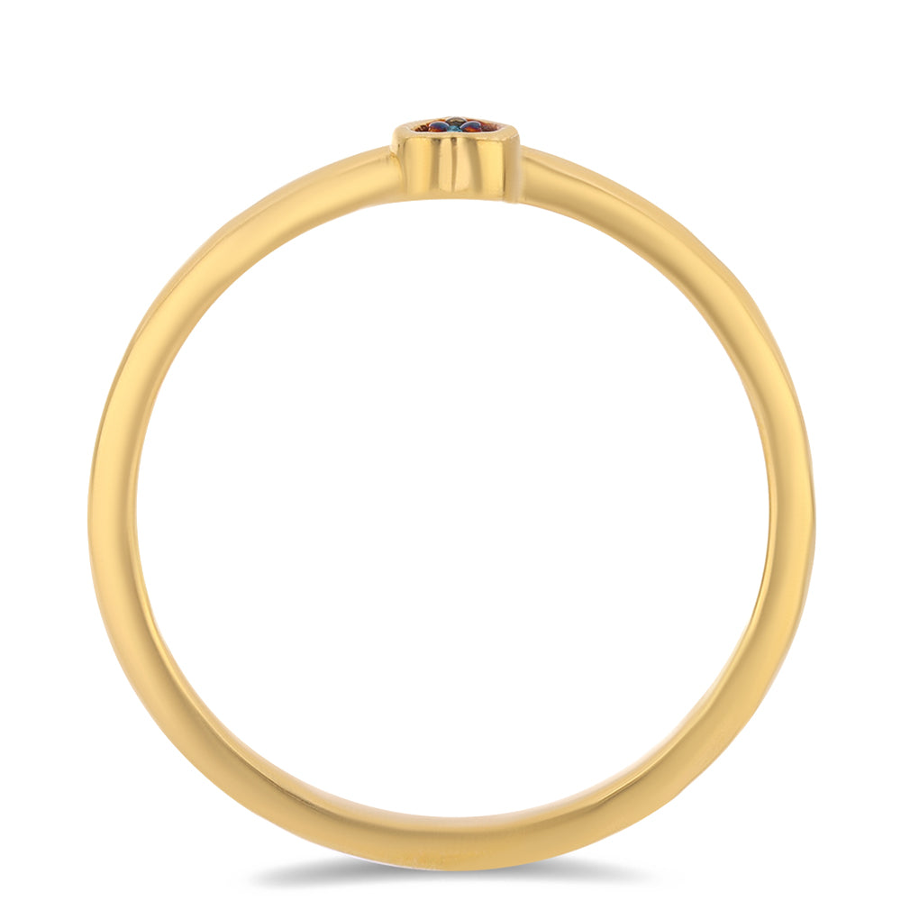 Anillo de Plata Bañada en Oro con Diamante Azul