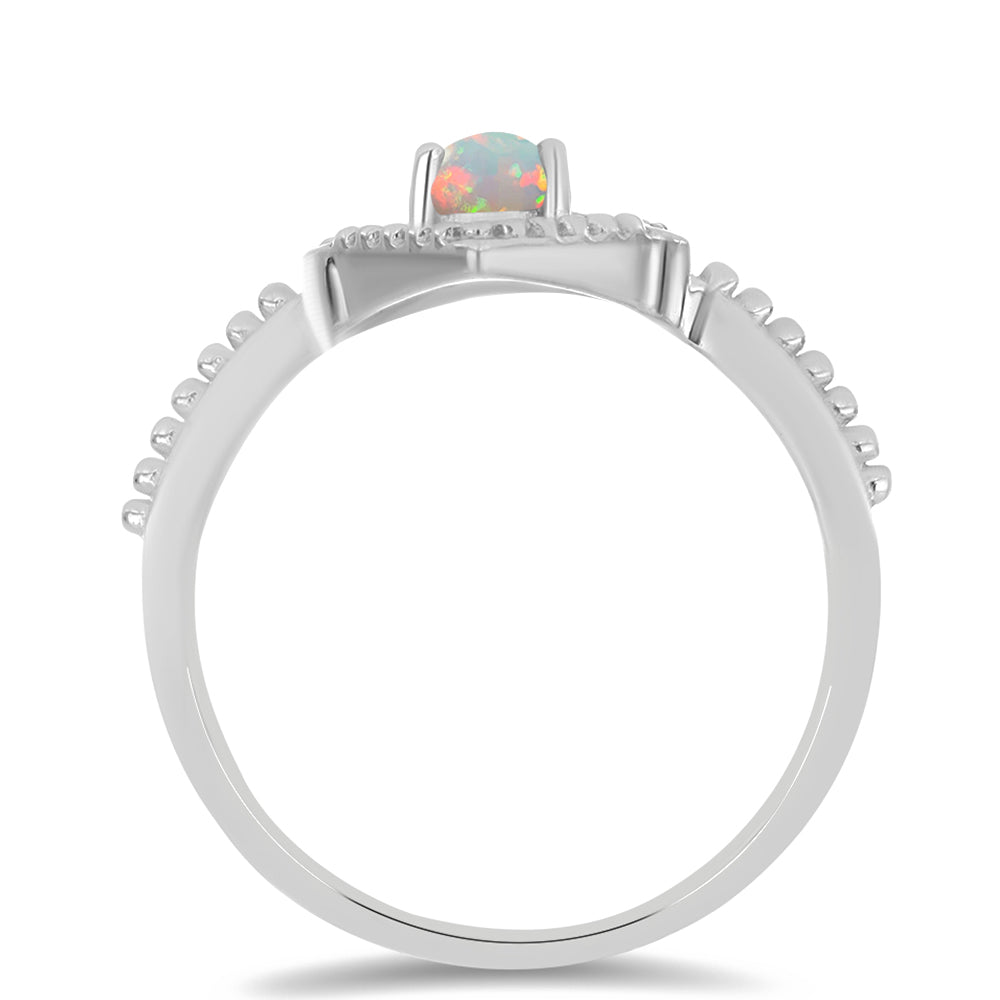 Anillo de Plata con Ópalo Etíope de Lega Dembi y Zircón Blanco