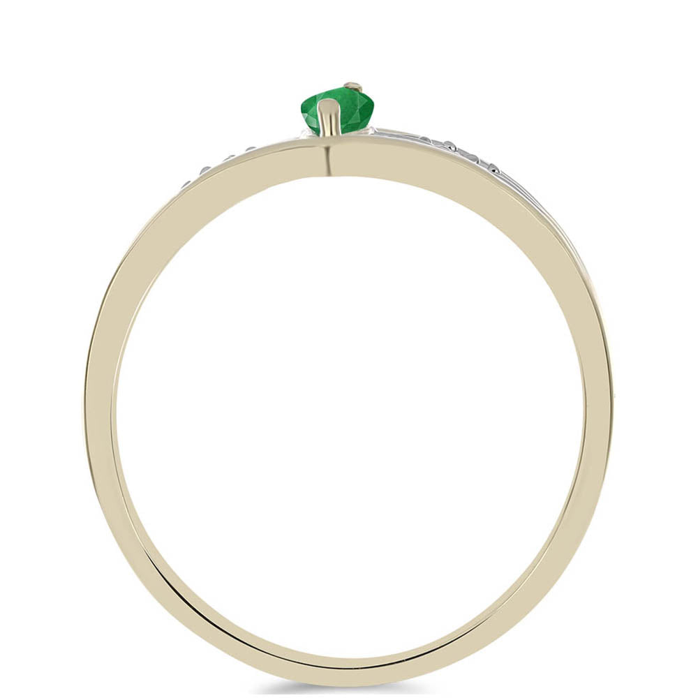 Anillo de Plata Bañada en Oro con Esmeralda de Brasil y Zircón blanco natural 2 