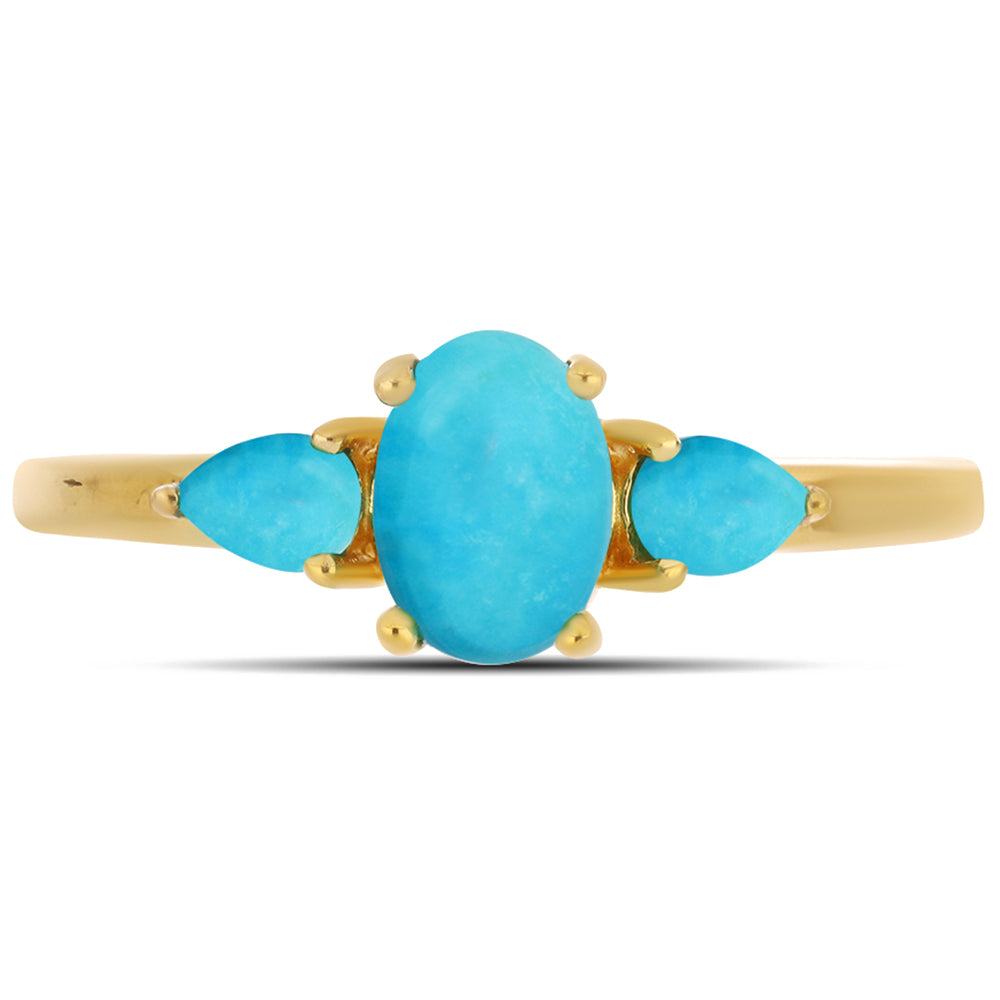 Anillo de Plata Bañada en Oro con Turquesa Bella Durmiente