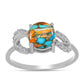 Anillo de Plata con Turquesa Ostra y Zircón Blanco