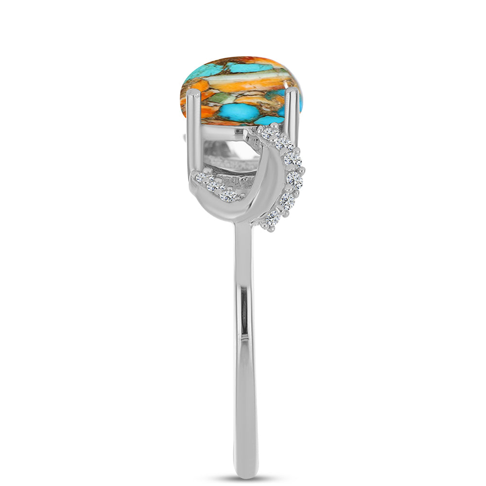 Anillo de Plata con Turquesa Ostra y Zircón Blanco 4 