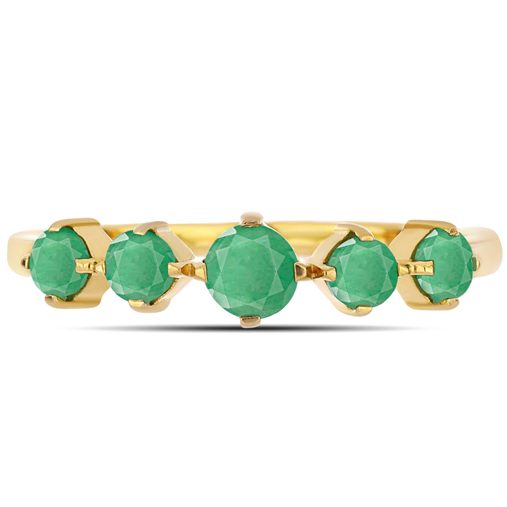 Anillo de Plata Bañada en Oro con Esmeralda de Brasil