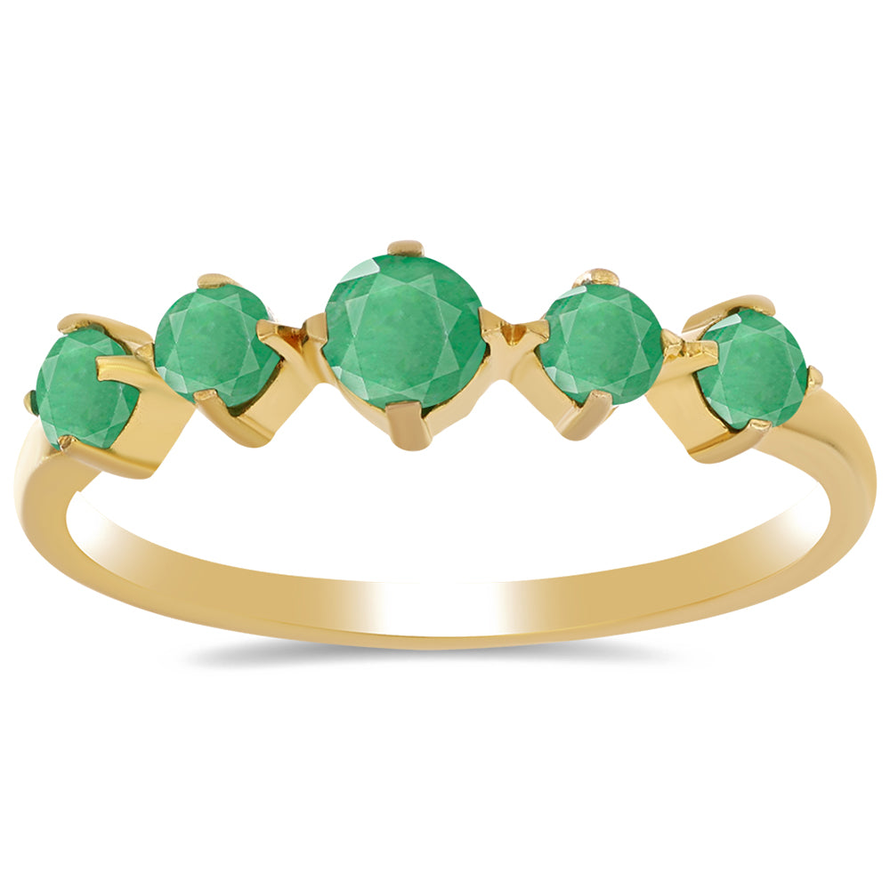 Anillo de Plata Bañada en Oro con Esmeralda de Brasil
