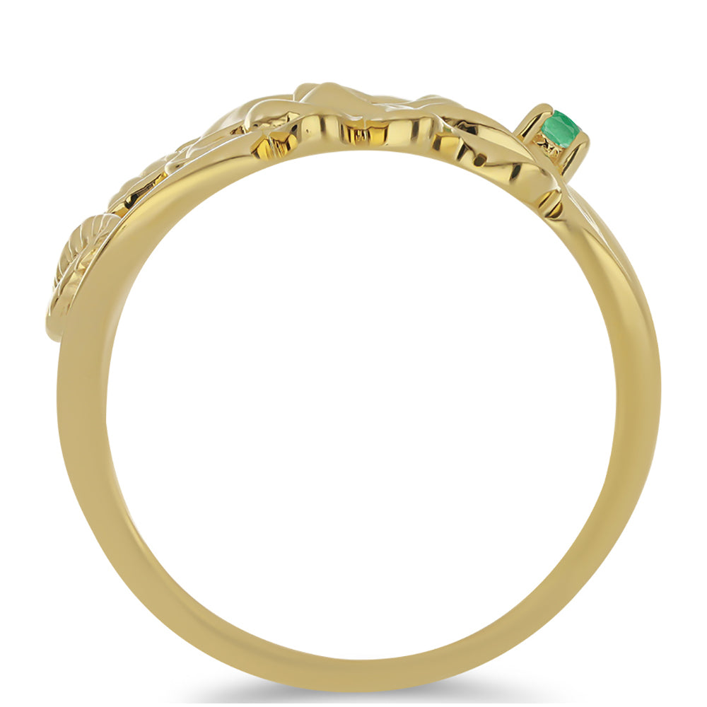 Anillo de Plata Bañada en Oro con Esmeralda de Brasil