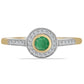 Anillo de Plata Bañada en Oro con Esmeralda de Brasil y Zircón Blanco