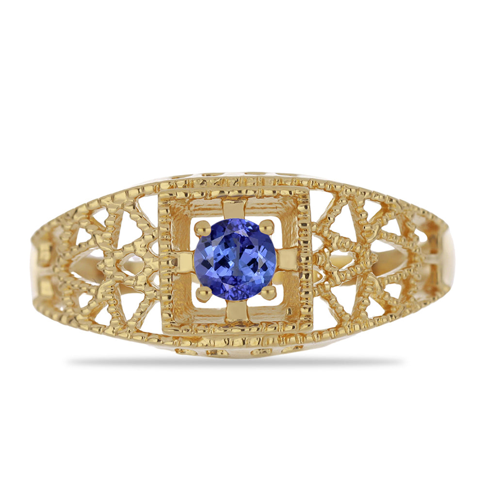 Anillo de Plata Bañada en Oro con Tanzanita