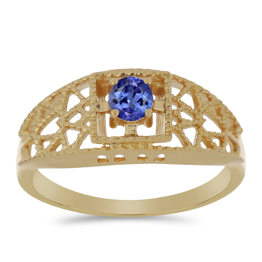Anillo de Plata Bañada en Oro con Tanzanita