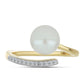 Anillo de Plata Bañada en Oro con Perla blanca de agua dulce y Topacio Blanco