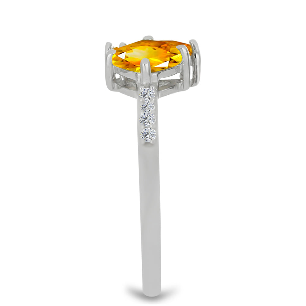 Anillo de Plata con Citrino de los Montes Urales y Topacio Blanco 4 