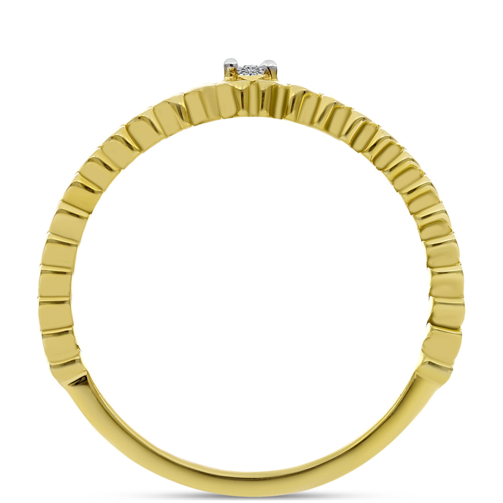 Anillo de Plata Bañada en Oro con Diamante blanco