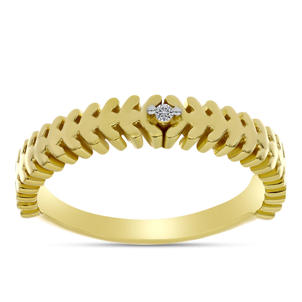 Anillo de Plata Bañada en Oro con Diamante blanco