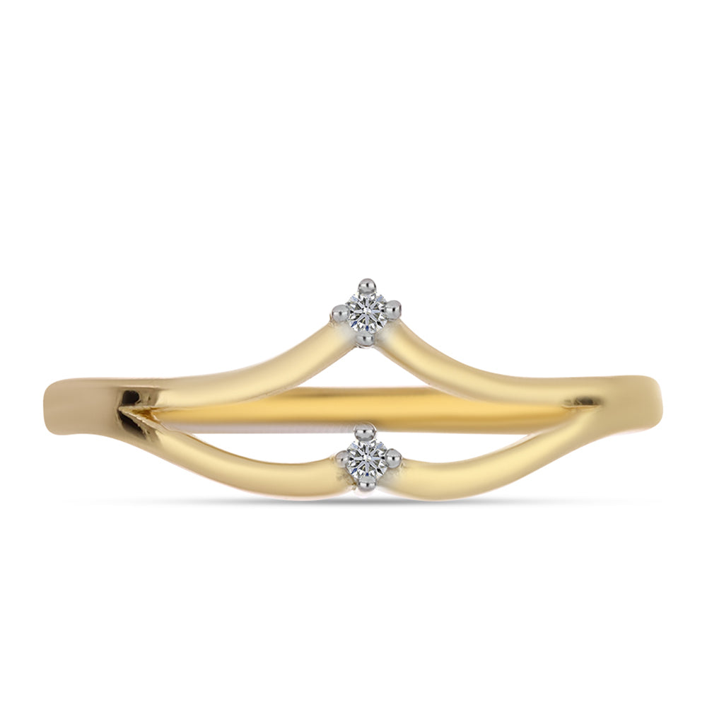 Anillo de Plata Bañada en Oro con Diamante blanco 1 