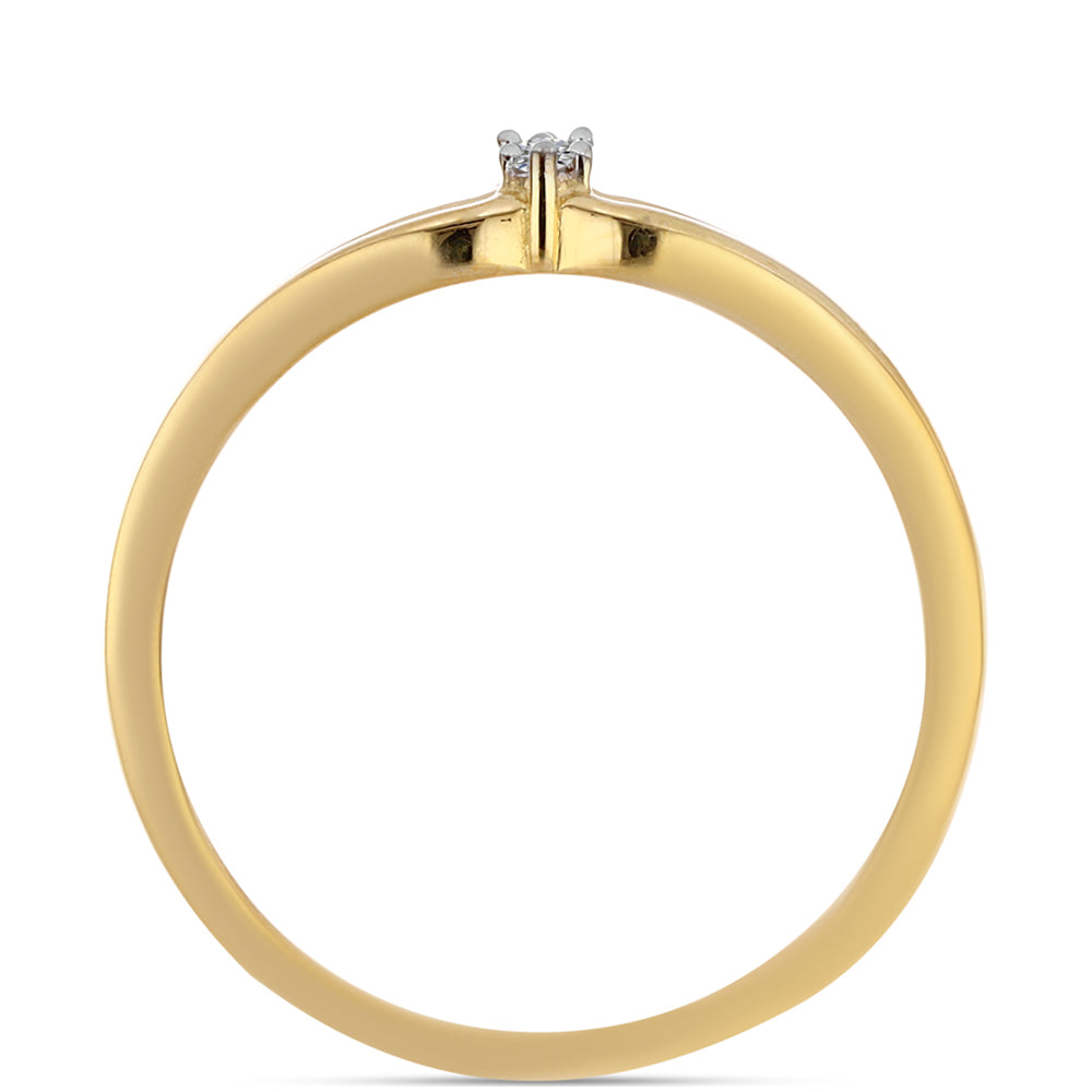 Anillo de Plata Bañada en Oro con Diamante blanco