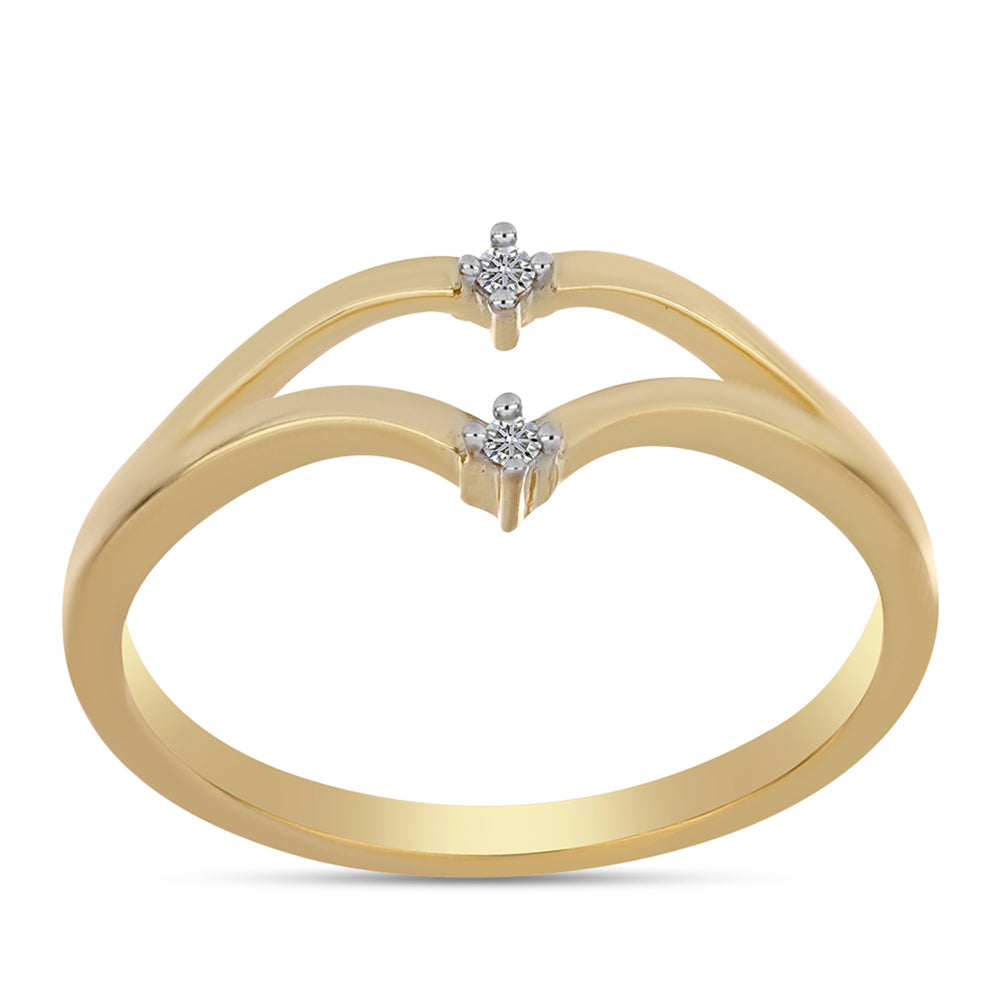 Anillo de Plata Bañada en Oro con Diamante blanco