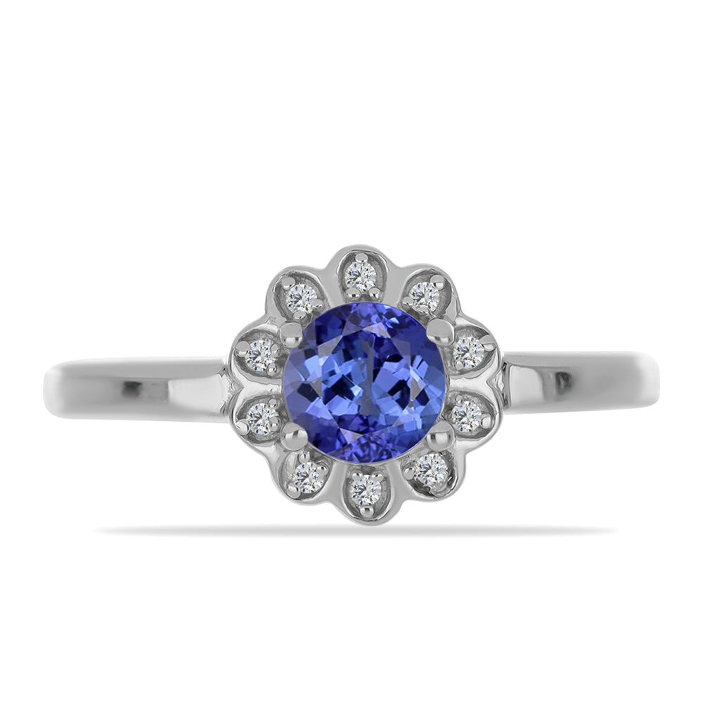 Anillo de Plata con Tanzanita y Zircón blanco natural 1 