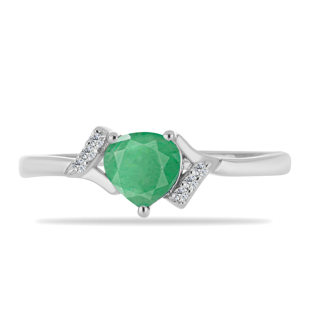 Anillo de Plata con Esmeralda de Brasil y Zircón Blanco