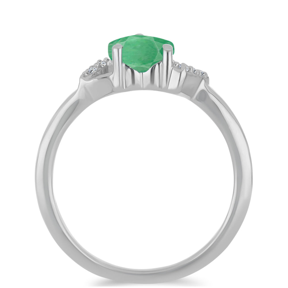 Anillo de Plata con Esmeralda de Brasil y Zircón Blanco 2 