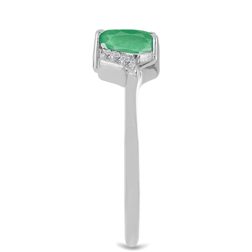 Anillo de Plata con Esmeralda de Brasil y Zircón Blanco 4 