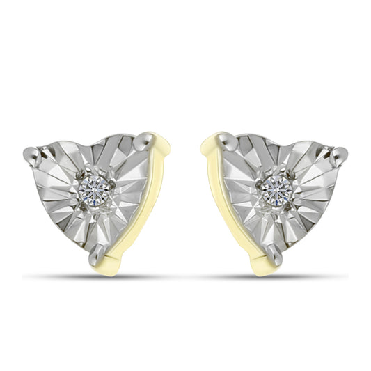Pendientes de Plata Bañada en Oro con Diamante blanco