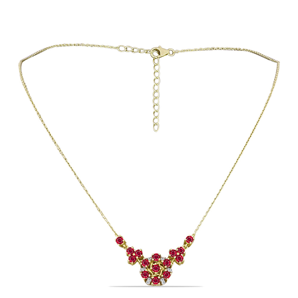 Collar de Plata Bañada en Oro con Rubí de Madagascar y Topacio Blanco 1 