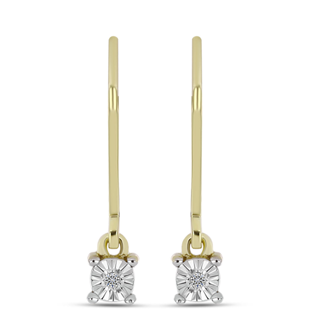 Pendientes de Plata Bañada en Oro con Diamante blanco 1 