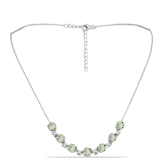 Collar de Plata con Amatista Verde y Topacio Blanco