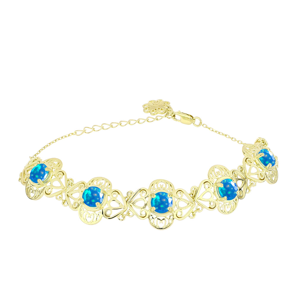 Pulsera de Plata Bañada en Oro con Ópalo Paraíso de Etiopia 1 