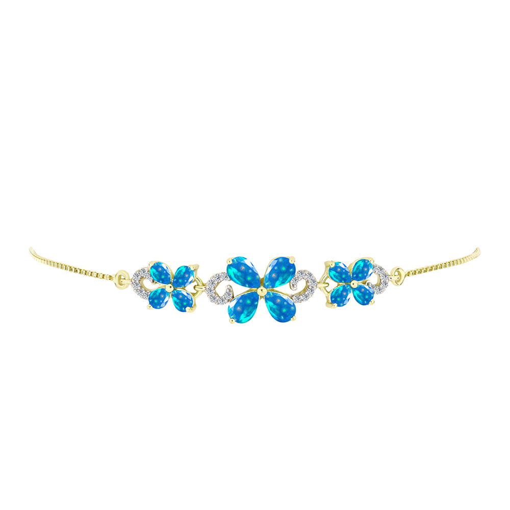Pulsera de Plata Bañada en Oro con Ópalo Paraíso de Etiopia y Topacio Blanco 2 