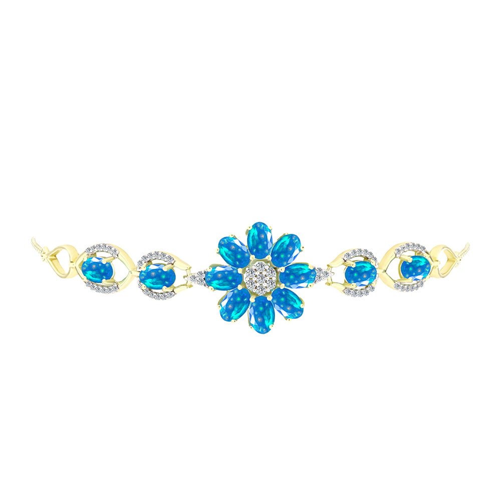 Pulsera de Plata Bañada en Oro con Ópalo Paraíso de Etiopia y Topacio Blanco 2 