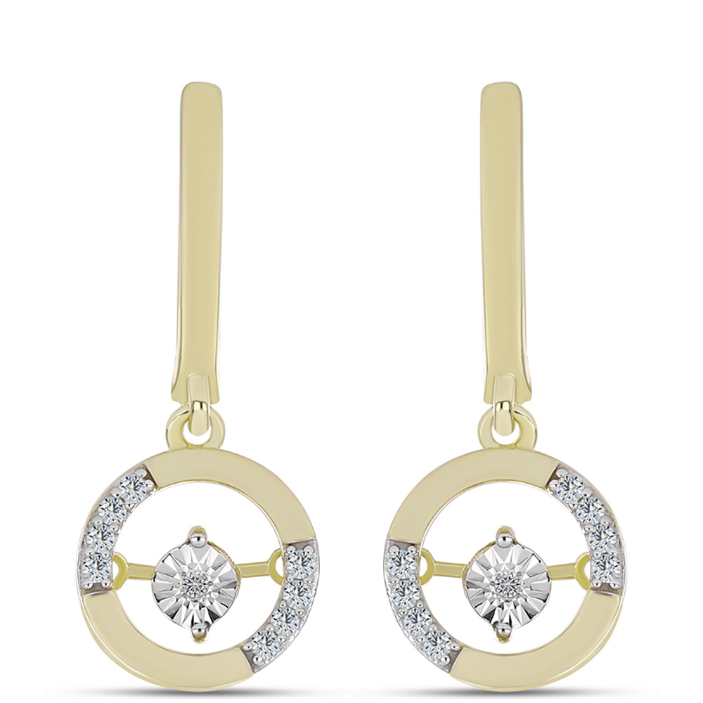 Pendientes de Plata Bañada en Oro con Diamante blanco y Topacio Blanco 1 