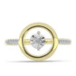 Anillo de Plata Bañada en Oro con Diamante blanco y Topacio Blanco