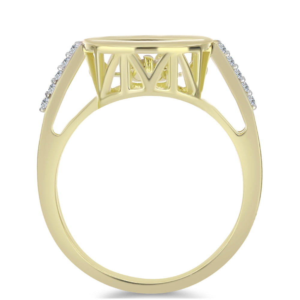 Anillo de Plata Bañada en Oro con Diamante blanco y Topacio Blanco 2 