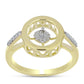 Anillo de Plata Bañada en Oro con Diamante blanco y Topacio Blanco