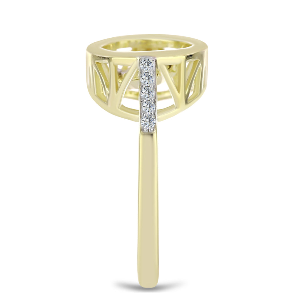 Anillo de Plata Bañada en Oro con Diamante blanco y Topacio Blanco