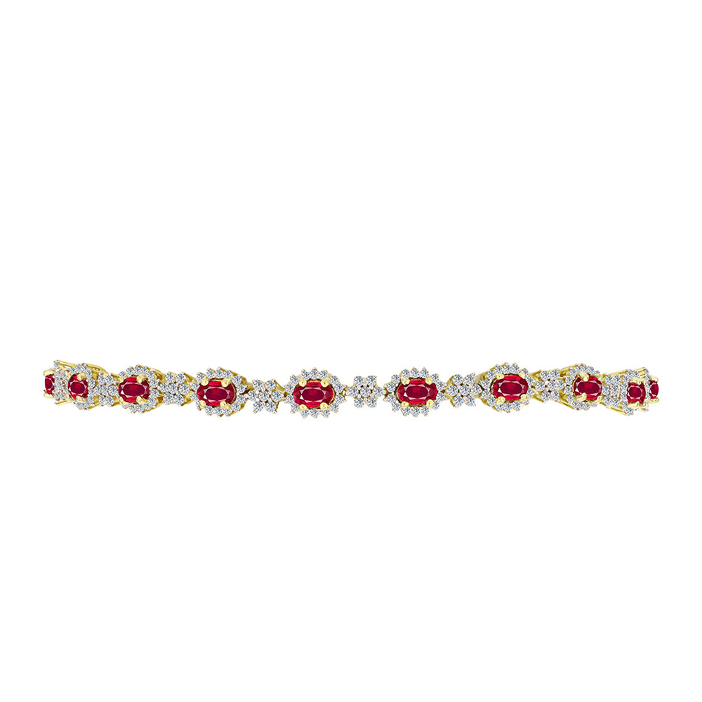 Pulsera de Plata Bañada en Oro con Rubí de Madagascar y Topacio Blanco